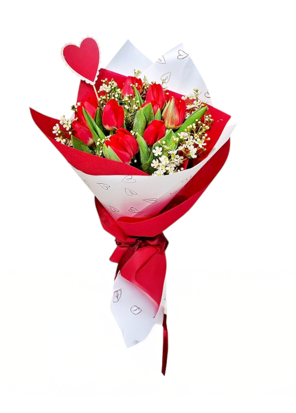 Tulips love with a heart