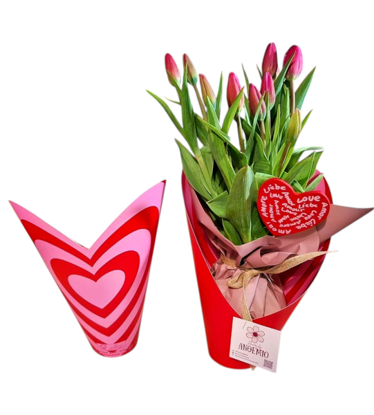 Pink tulips with bulbs