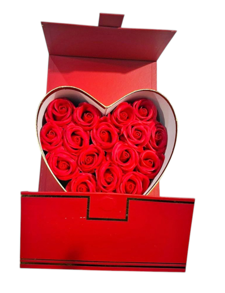 Red heart with soap roses