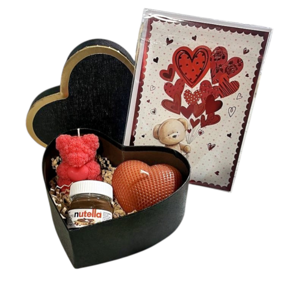 Gift box heart candle