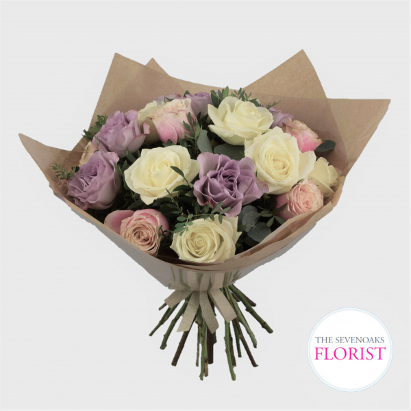 Roses in lilac pink white