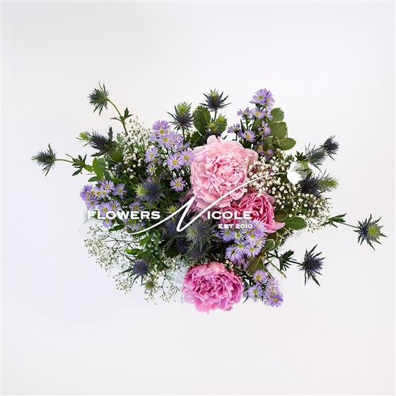 Powder blue peony bouquet