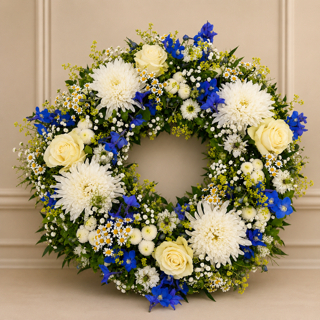 Blue-white open wreath