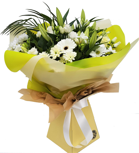 Tall white hand-tied