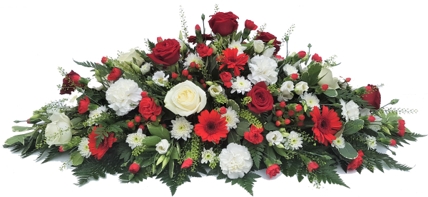 Red-white casket spray