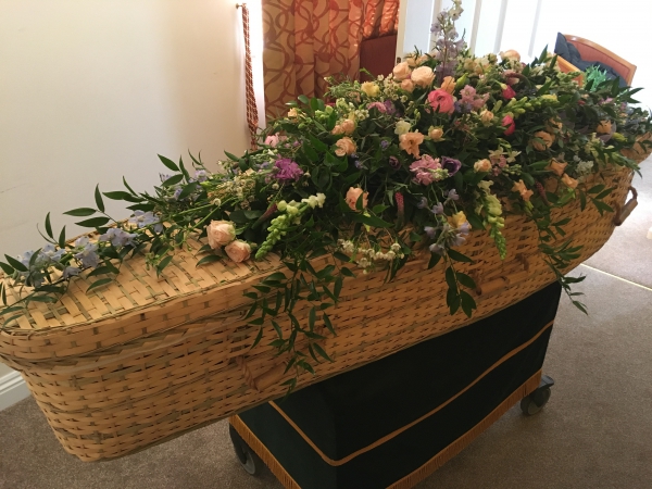 Bespoke pink coffin spray