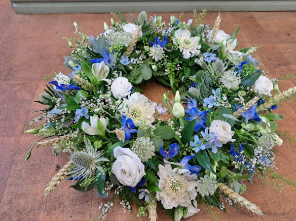 Blue wildflower wreath