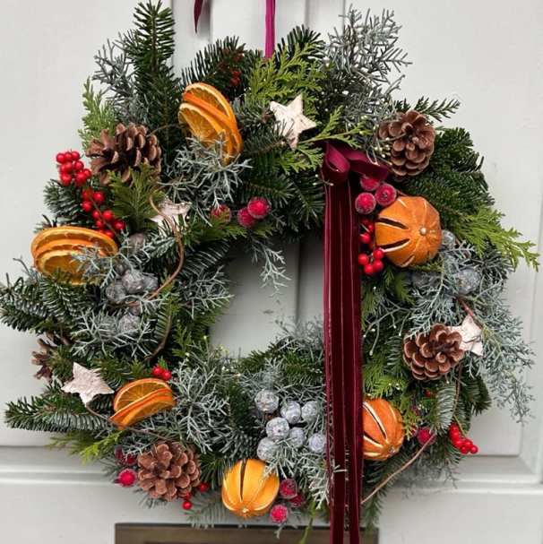 Festive door wreath