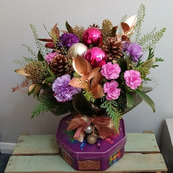 Christmas posy and chocolates