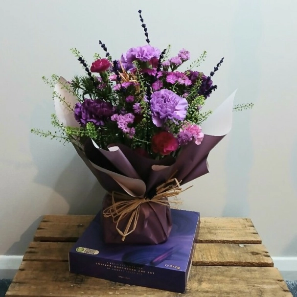 Flower posy and chocolates