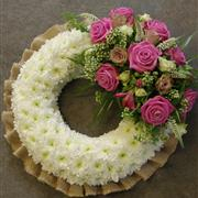 Massed wreath with pink