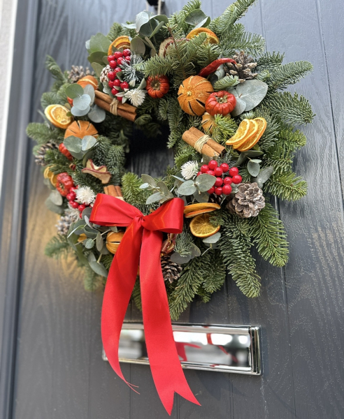 Festive door wreath