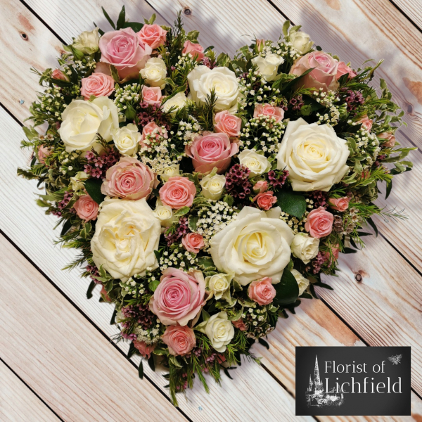Pink ivory rose heart