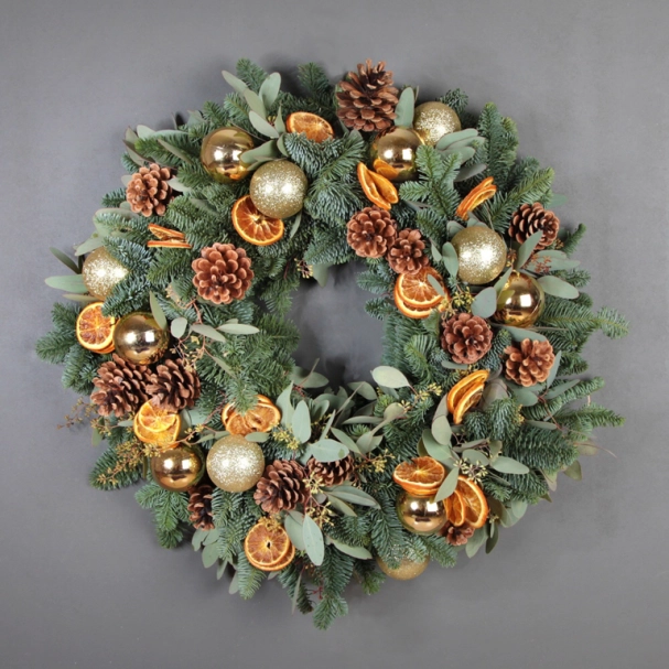 Orange and pine spruce wreath