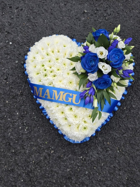 Blue and white heartsash