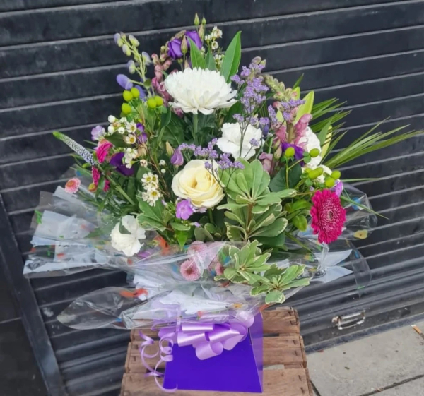 Lilac box bouquet
