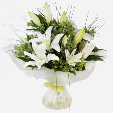 forever-yours-hand-tied-bouquet-with-white-oriental-lilies-and-foliage-1